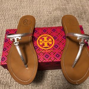 Tory Burch silver sandals